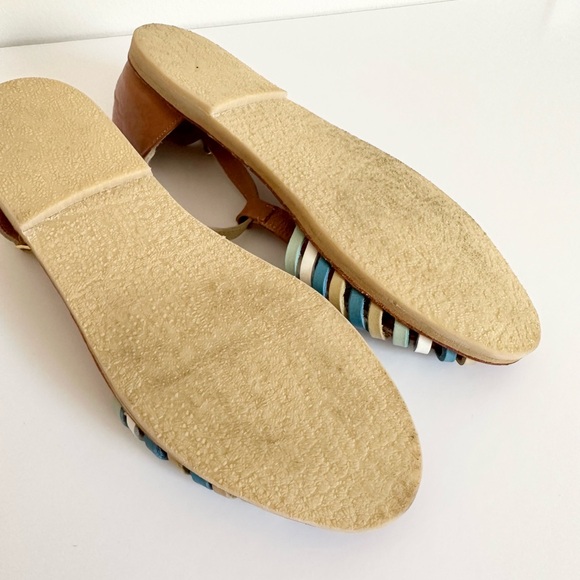 Leon & Harper Boho Genuine Leather Turquoise Sandals Earthy Goblincore Natural - Picture 6 of 6